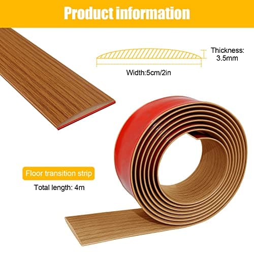 Barre de seuil autoadhésive chêne jaune 400 x 5cm, pour sol en bois, forte tenue décorative en PVC, couvrir l'espace ent