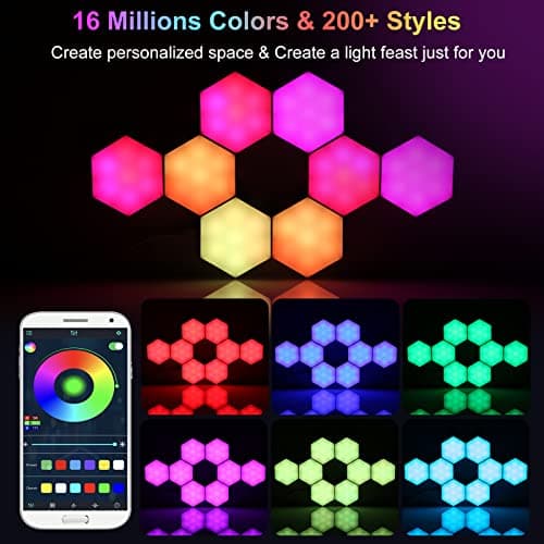 Neoglint Applique Murale Hexagonale LedRgb  Synchronisation Musique Salle De Jeu Decoration Intellectuelle Application C