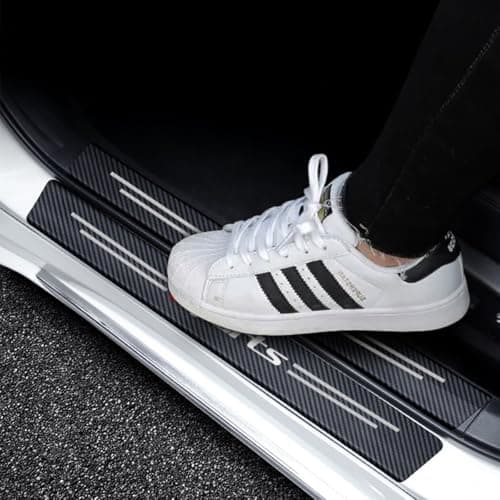 CGEAMDY 4 Pièces Protection Seuil Porte De Voiture Universel, Accessoire Protection Auto Pour Automobiles, Fibre Carbone
