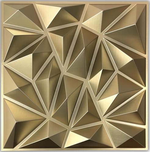 Deco 3D Mur & Plafond Salle de Jeux, Panneaux Mural & Plafond 3D 30cm x 30cm, Revêtement Mural PVC, design Salle de Jeux — (Or Champagne D099)