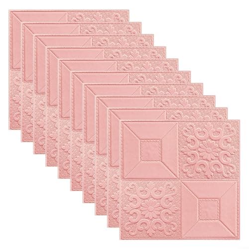 Panneaux muraux 3D en mousse blanc pour décoration maison salon chambre cuisine — rose