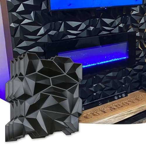 Art3d Panneau mural en PVC 3D diamanté, blanc mat, pour décoration résidentielle, beaux points de vente, résistance acco — Noir