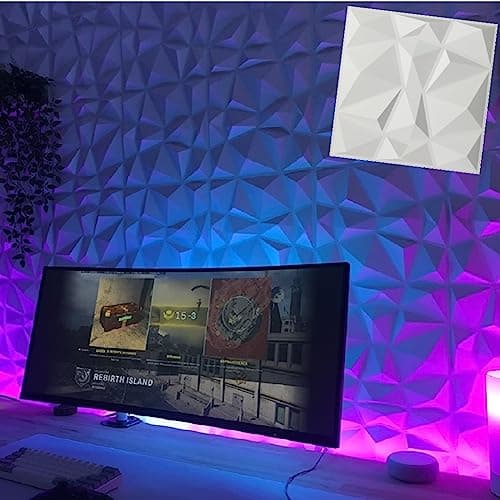 Panneaux muraux 3D texturés en diamant PVC imperméable 30x30 cm pour salle de jeux et cuisine
