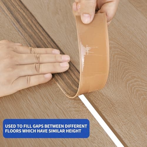 2M Barre de seuil auto-adhésive PVC, sol bois, grain de bois brun foncé pour les espaces entre carreaux