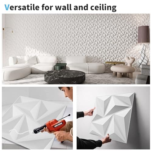 Art3d Lot de 20 panneaux muraux décoratifs 3D en PVC Blanc | Décoration Murale Intérieure pour Salon | Éléments 30 x 30