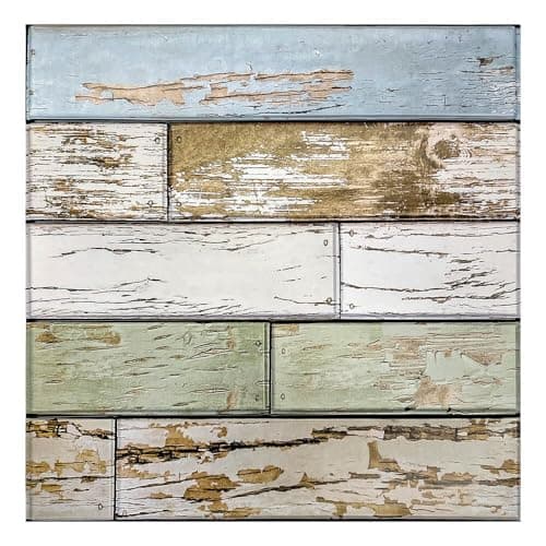 Murales 3D COMSTICKC Imitation Bois Hellgrau 10 Pièces 30x30cm Rétro Imperméable — Marron-ver