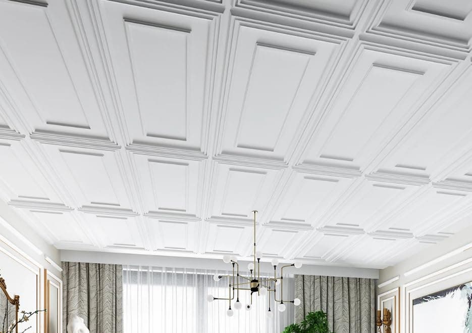 DECCART - Panneaux mural decoratif 3D Blanc - Decoration Salon - 100x50 cm - 8 pièce (4 m²) - Boiserie Cadre