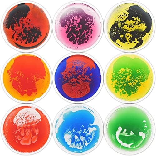 Art3d Dalles de Sol Sensorielles Rondes 30x30cm pour Enfants et Tout-Petits, Jeu Actif et Décoratif Liquide Coloré — Multicolore-rondes
