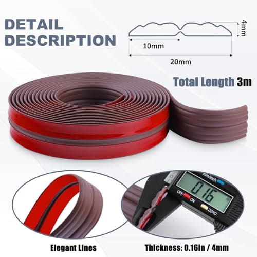 Moulure décorative PVC moulure murale adhésive protection angle souple pour mur et sol (20mm×3m, Marron)  
Moulure décor