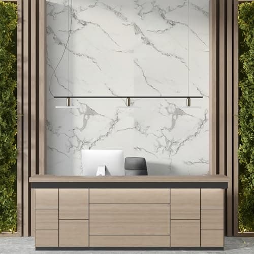 IZODEKOR Revêtement Mural Carrare pour Salon et Cuisine - Effet Marbre, Surface Brillante | Alternative Carrelage Marbre