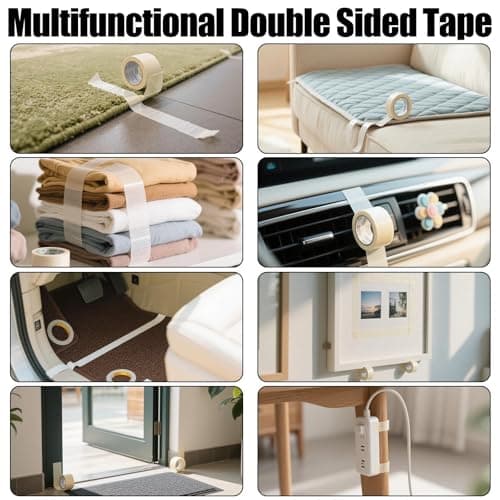Plipdhy Ruban Adhésif Double Face Extra Fort 2cm x 10m – Tissu Transparent Haute Adhérence pour Maison, Bureau, Bricolag