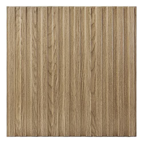 Art3d Panneau mural chêne Lot de 12 3D texturé cannelé, 50x50cm pour salon et chambre — Noyer