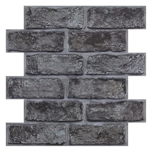 Panneau Mural 3D Fausse Brique 30x30cm, 10 Pièces Adhésif PVC — Gris Rétro