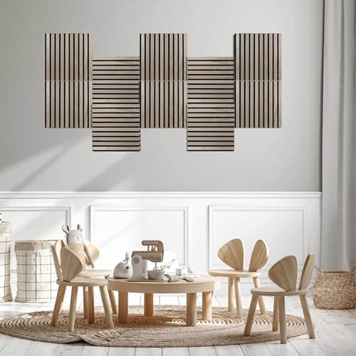 PROVISTON panneaux muraux acoustiques 3D pour salle de conférence Couleur chêne naturel Dessous en feutre 400 x 400 x 21