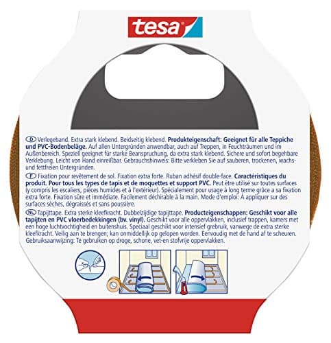 Rouleau Adhésif Tesa Fort Ruban Double Face pour Solirréguliers - Anti-Dérapant pour Moquette et PVC - 5m x 50mm