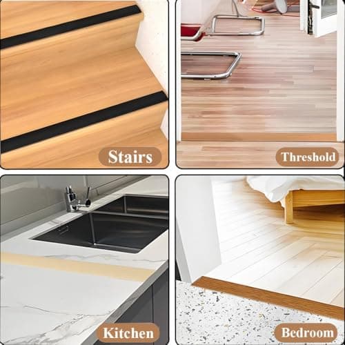 Seuil Autoadhésif GreyWoodGrain 5cm*1m, Pour Porte et Transition de Sol, Bande de Coulage Vinylique 1m x 4cm