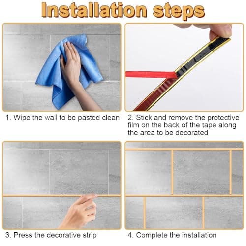 Moulures Décoratives Autocollantes 5 m x 8 mm, Résistant à L'huile et Imperméable, Garniture Murale Flexible pour Miroir