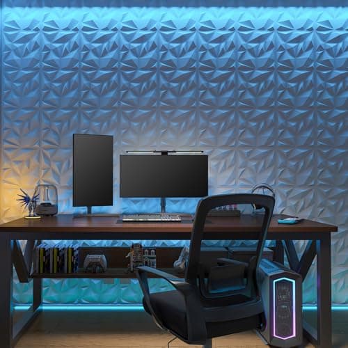 Art3d Lot de 20 panneaux muraux 3D blancs pour salon et jeux vidéo - PVC, 30 x 30 cm, décors trendy pour mur TV et décor