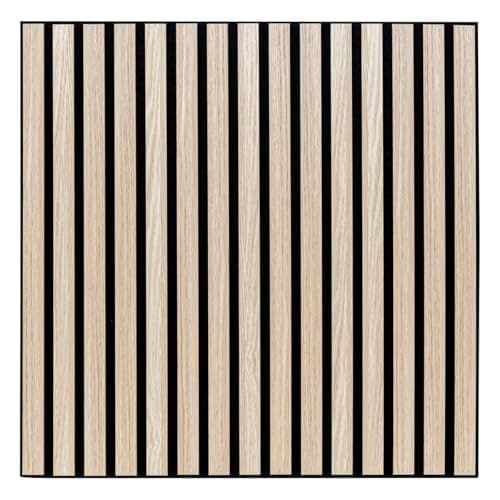 Atmosphera - Panneau Décoratif Tasseaux Bois Colva - 60x60cm - Beige Fond Noir - Réduction du Bruit pour Entrée, Chambre