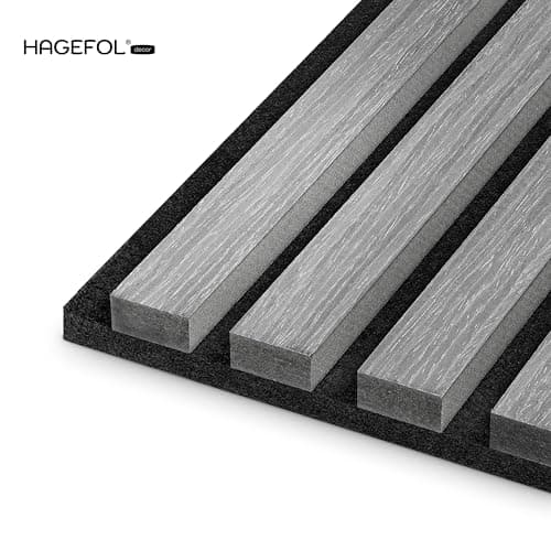 HAGEFOL® panneau acoustique bois gris 240x60cm - Paroi à lamelles 3D - Parfaite pour salles de réunion - Réduction de 30