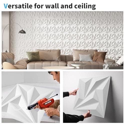 Art3d Lot de 20 panneaux muraux décoratifs 3D blancs en PVC | Intérieur | Décoration murale | Faciles à installer | 30 x
