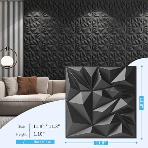 Art3d | Lot de 33 panneaux muraux 3D pour decoration murale moderne, panneaux texturés en losanges ideal pour jeux et de