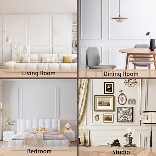 Kit de 6 moulures murales préfabriquées pour décoration intérieure + Kit de panneaux de lambris prédécoupés + Kit de cim