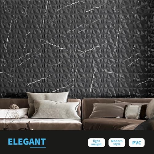 Art3d - panneaux muraux décoratifs 3D en forme de diamant pour décoration de maison et de bureau, marbre noir, 30,5 x 30