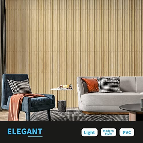 Art3d Panneau mural chêne Lot de 12 3D texturé cannelé, 50x50cm pour salon et chambre