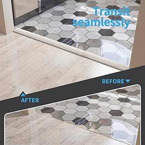 Art3d Bande de transition de moquette auto-adhésive en vinyle, pour séparer les espaces, Blanc délavé 304x4cm, applicabl