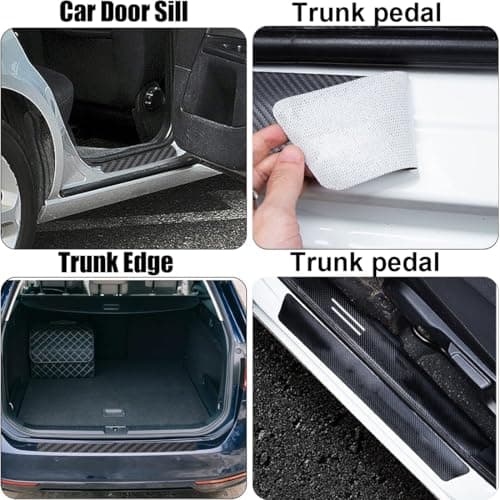 SULIUDAJI 4 Pièces Protection de Seuil de Voiture Carbone, Protection Anti-Rayures et Anti-Saleté pour Portes Avant et A