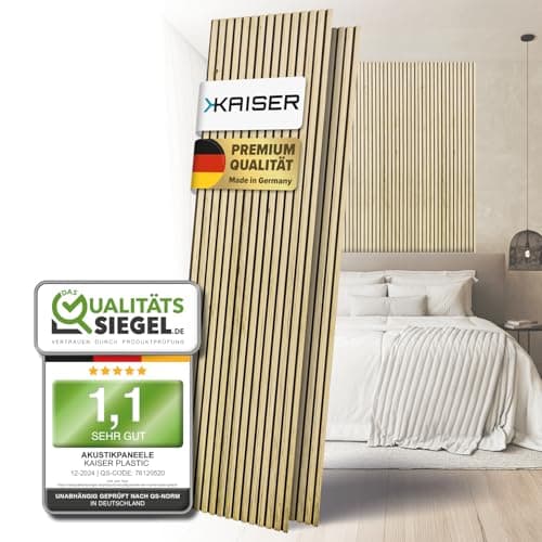 Kaiser Plastic Panneaux Acoustiques 3D en Bois Moderne, 120 x 60 cm, Isolation Murale Efficace avec Design 3D et Surface