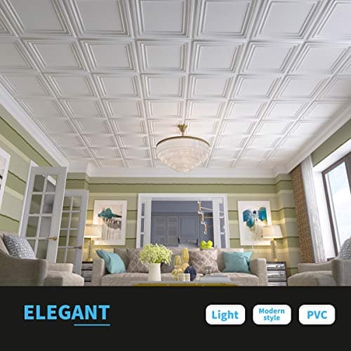 Art3d Dalles de Plafond en PVC 4,5 m² - Léger et Installer facile 61 x 61 cm