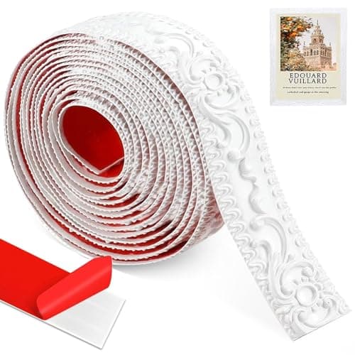 Moulures murales autocollantes 3D 500 cm x 3,6 cm x 6 mm blanc argenté - Mur et plafond décoratif sans colle pour portes — Blanc.