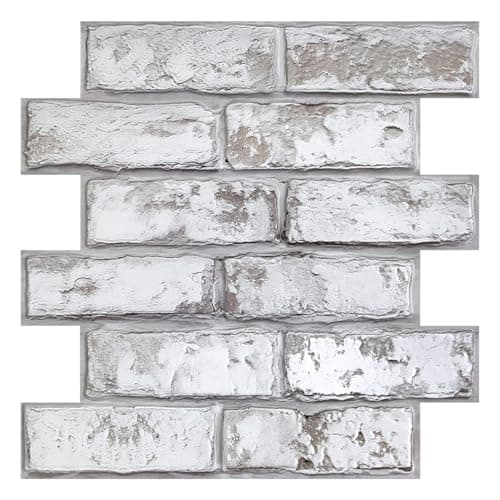 【COMSTICKC 3D Adhesif Brique】+【Prixours】+【Famille】+【Salle de bains, Cuisine, Balcon】+【>Décoration facile, Durabilité, Pe — Blanc Rétro