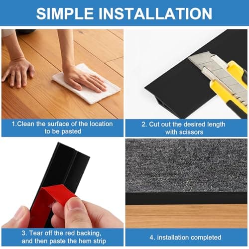 Barre de seuil adhésive 1M*7CM noir pour hauteur de seuil 10mm à 15mm
