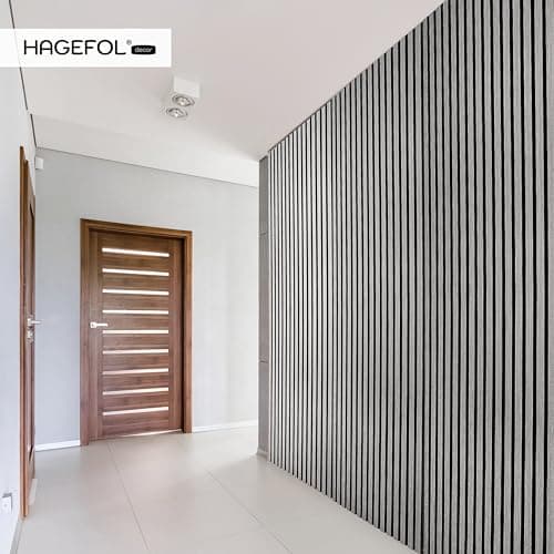 HAGEFOL® panneau acoustique bois gris 240x60cm - Paroi à lamelles 3D - Parfaite pour salles de réunion - Réduction de 30