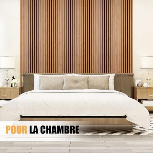 DOLLAR BOSS Panneaux acoustiques en chêne 3d 120x60cm pour bureau & cuisine - Mur anti-bruit & décoratif