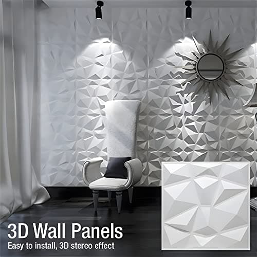 LeapBeast Panneaux Muraux Texturés 3D, Salon, Blanc, Décoration Murale Intérieure PVC, Lot de 12 Dalles Murales