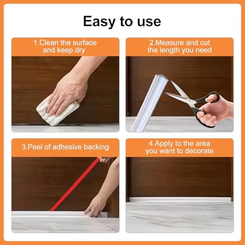 Moulure Décorative Flexible Blanc 5 Mètres Cuisine Salle de Bain Autocollante ÉléganteTransition Murale TPE