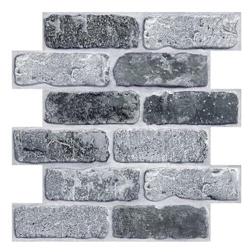 【COMSTICKC 3D Adhesif Brique】+【Prixours】+【Famille】+【Salle de bains, Cuisine, Balcon】+【>Décoration facile, Durabilité, Pe — Whitewash Gray
