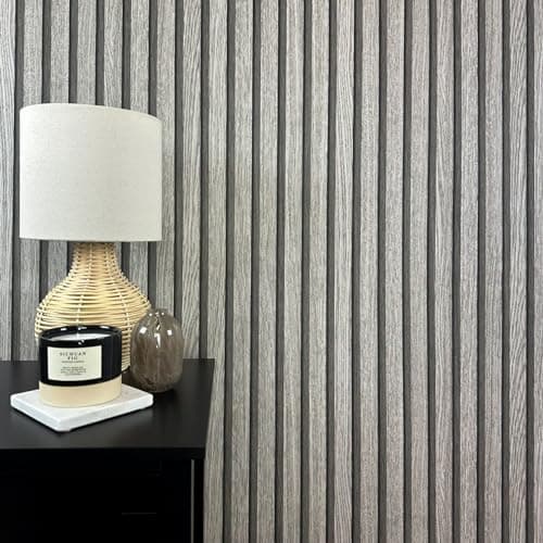 Papier peint bois marron modernes, acoustiques 3D, panneaux en bois scandinaves, naturels, fabriqués en Allemagne, 10,05 — Chêne Gris