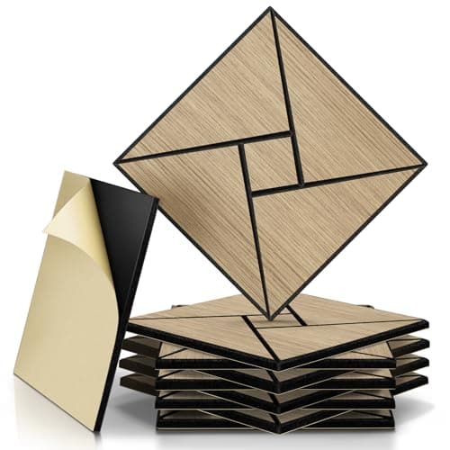 Panneaux acoustiques JAMELO 10 Pièces Mousse 30x15x1.2cm | Revêtement mural naturel auto-adhésif pour plafond/porte/deco — Noyer