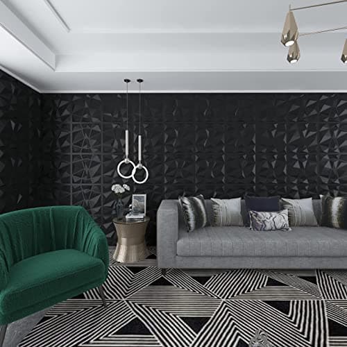 Art3d Panneaux Muraux Texturés 3D Noir Salon Darling, Dalle Murale Décorative Brique Effet 50 x 50 cm 3m²