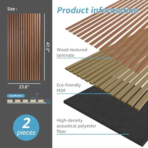 Art3d - Panneaux acoustiques insonorisants 3D bois noyer 2,88㎡ pour mur et plafond - Hauteperformance sonore et esthétiq