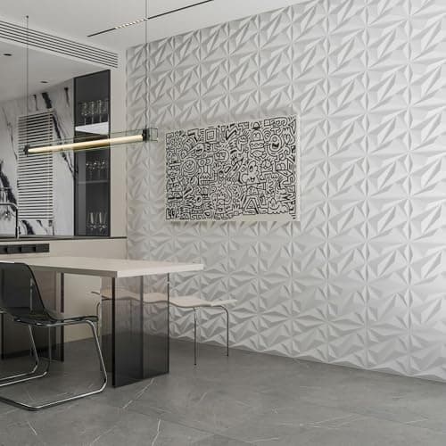 Panneaux muraux 3D Art3dwallpanels blanc, 30x30cm, 3㎡ pour décoration intérieure domicile
