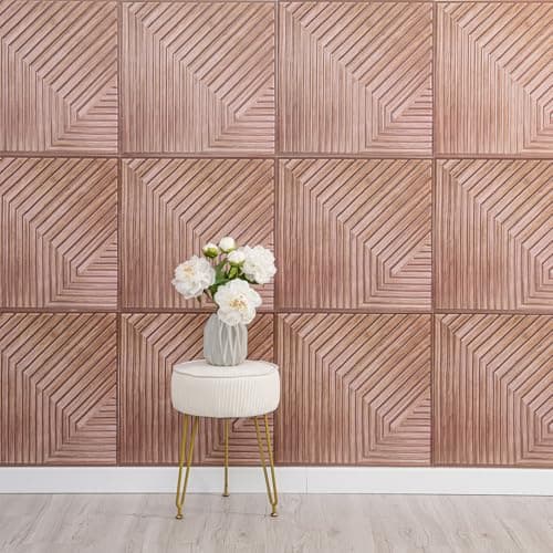 Panneaux muraux 3D autocollants Tokenhigh 30x30cm effet chêne — Marron