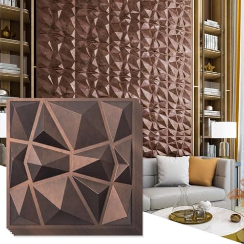 Art3d Lot de 33 panneaux muraux décoratifs 3D en forme de diamant blanc mat, pour décoration intérieure, design moderne — Cuivre Vieilli