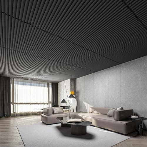 Art3d Lot de 12 panneaux muraux 3D à lattes Noir pour décoration murale intérieure