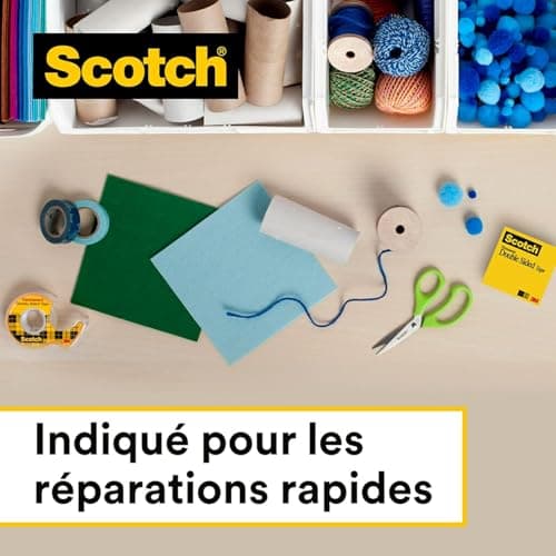 Scotch Le ruban Scotchdouble face-1 Rouleau 12,7mm x 6,3m sur dévidoir manuel - Emballage de cadeaux pour Noël et fourni